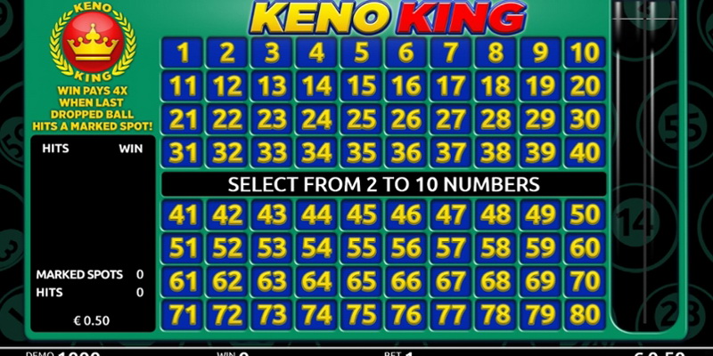 Bets can be placed from 2 to 10 numbers